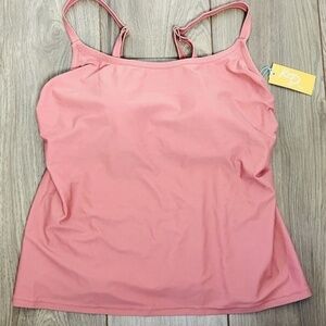 Women’s Kona Sol Mauve Dust Rose Tankini Top 14W NWT